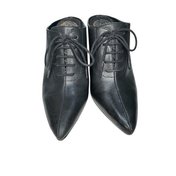 Vince Camuto Maivyn Leather High Heel Mules 6 Black Slip On Pointed Toe Dressy - Picture 2 of 8